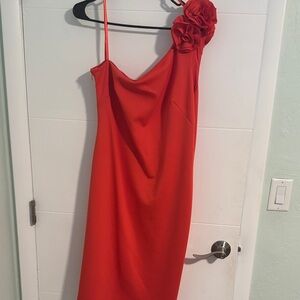 Eliza J Vibrant Red One-Shoulder Dress